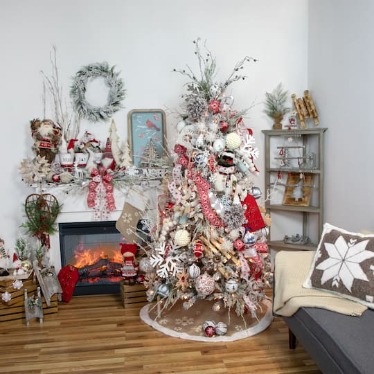 13.75" Framed Wood Christmas Tree-Out Wall Hanging Decoration